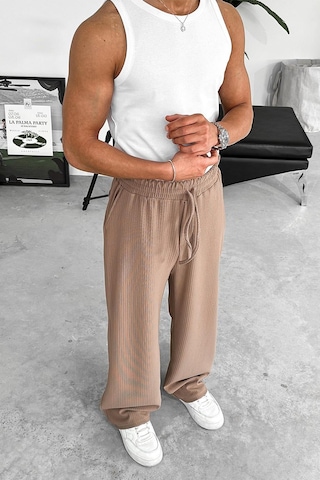 Kahverengi Likralı Fitilli Baggy Pantolon Kahverengi