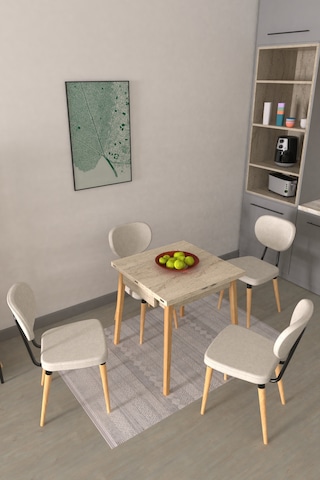 Vilinze Deniz Sandalye Avanos Ahşap Mdf Kanatlı Mutfak Masası Takımı - 70x70+70 Cmtk-avanos-07070k-tn-d33deniz-sigmabeyaz Kırık Beyaz