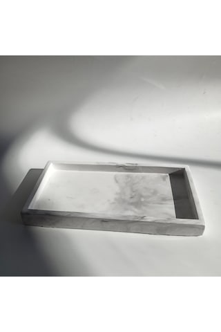 Mermer Görünümlü Dikdörtgen Tepsi & Düzenleyici 15x30cm