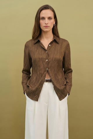 Sateen Salaş Gömlek - Kahve-137365