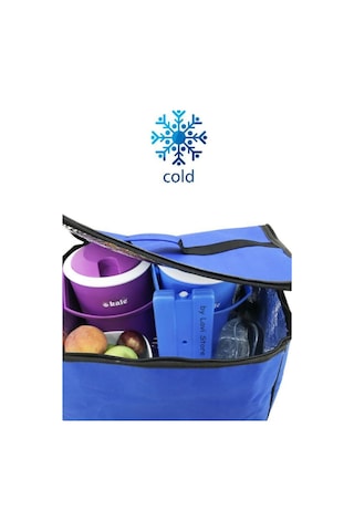 Büyük Sıcak Soğuk Tutucu Korumalı Buzluk Kamp Piknik Plaj Termal Termos Çanta Mavi