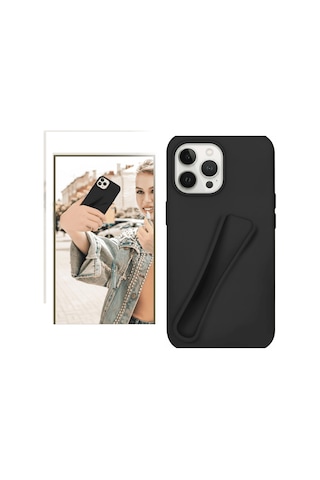 Apple Uyumlu iPhone 16 Pro Max Lip Gloss Kılıf Siyah