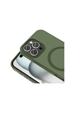 Goocamp Apple Uyumlu iPhone 16 Pro Max Kılıf Magsafe Şarj Özellikli Mat Arka Yüzey Sio Kapak-siya Siyah