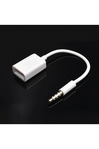 Sones 10 Adet Y-1502 14 Cm Araç Aux Ses Kablosu Usb Araç 3.5mm Adaptör Kablosu Beyaz