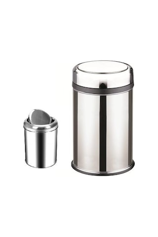 Pratik Kapaklı 32 Lt Çöp Kovası Krom