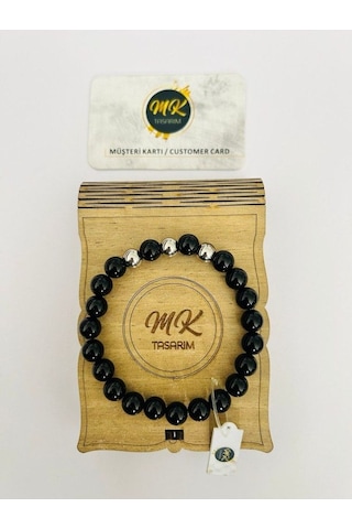 Mk Tasarım Gerçek Obsidyen Taşı Bileklik Mk.013.016 Çok Renkli