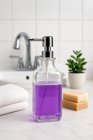 Cam Kare Sıvı Sabunluk 750 Ml Renkli