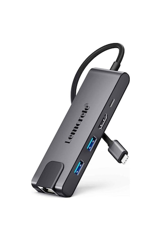 Lemorele Tc24, 5 İn 1 Çoğaltıcı Hub - 1x Rj45 İnternet 2x Usb 3.0 4k Hdmı Ve Type-c Pd Şarj Girişli Çoklayıcı