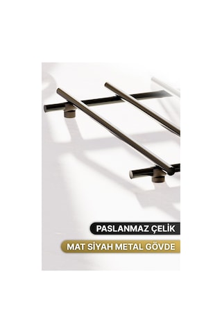 Bino Servis Sunum Seti Havluluk Peçetelik Nihale Paslanmaz Çelik Mat Siyah Metal 3 Lü Mutfak Seti