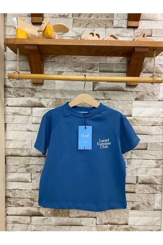 Laciel Paris Summer Clup Oversize Çocuk Tişört Petrol Mavi