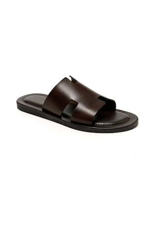Terlik Erkek M7805 The Sandals Factory Leather Upper Dark Brown Dark Brown Koyu Kahverengi