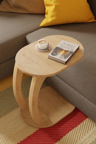 Oval Safir Meşe C Sehpa Modern,hareketli Tekerlekli Yan Sehpa Salon, Ofis, Yatak Odası Kahverengi