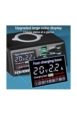 Wlx X9d 110w Çoklu Bağlantı Noktalı Akıllı Şarj Istasyonu + Kablosuz Şarj Cihazı Ac100-240v