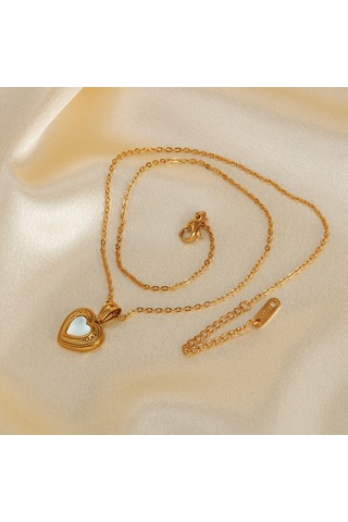 Sones Opk Gx2428 Vintage Paslanmaz Çelik Şeftali Kalp Kolye Mizaç Köprücük Kemiği Kolye Çok Renkli