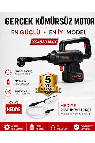 Okaoda 4820 Fırçasız Motor Çift Pil Şarjlı Yüksek Basınç Oto Araba Yıkama Ve Bahçe Temiz Makinesi 90 Bar