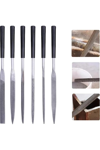 6 Parça Mini Eğe İğne Model Demir Ahşap Metal Törpü Eğe 18 Cm