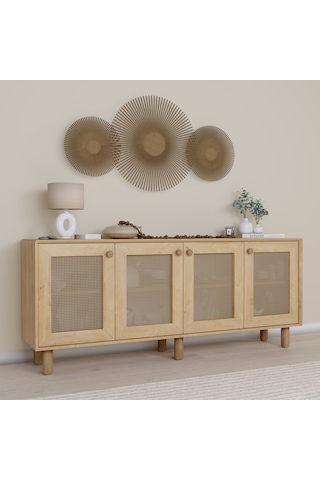 Bohem Serisi Natura Pvc Hasır Desen Ceviz - Meşe Konsol Safir Meşe