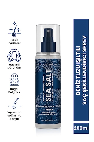 Bade Natural Deniz Tuzu Işıltılı Şekillendirici Saç Spreyi 200 Ml