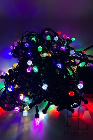10 Metre 100 Ledli Rgb İp Led Eklemeli Fonksiyonlu Dekoratif Led Işık Yılbaşı Süsü Çam Ağacı Işığı Çok Renkli