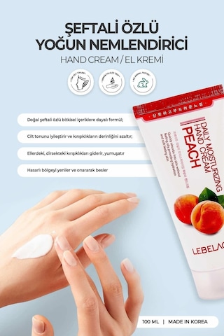 Lebelage Şeftali Özlü Doğal İçeriklerle Zengin Nemlendirici El Kremi Peach Hand Cream