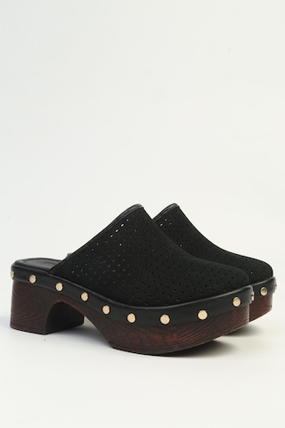 Pierre Cardin Kadın Siyah Platform Taban Sabo Terlik