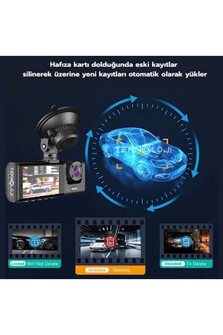 Schitec Trafik Kaydedici Dikiz Aynası Üç Kameralı 170 Geniş Açı Full Hd 1080p Araç İçi Kamera C309