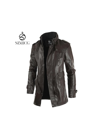 Sımıcg Erkek Orta Boy Yaka Büyük Beden Deri Mont-kahve Kahverengi