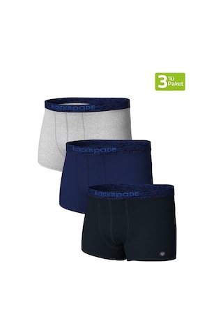 Blackspade Erkek Boxer 3Lü Paket Modern Basics 9473 - Gri Lacivert Siyah