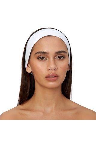 Saç Bandı Pamuk Kadın Bandana Spor Kafa Bandı Headband Beyaz