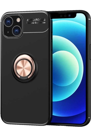 Apple Uyumlu iPhone 13 Mini Kılıf Zore Ravel Silikon Kapak Siyah-Rose Gold