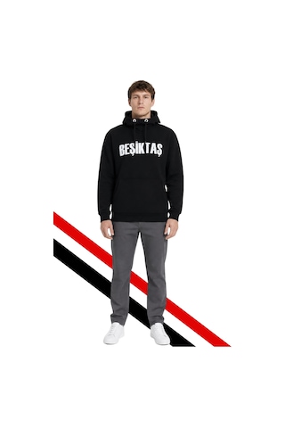 Beşiktaş Erkek Kapüşonlu Sweatshırt Uv Kutu Siyah Uv