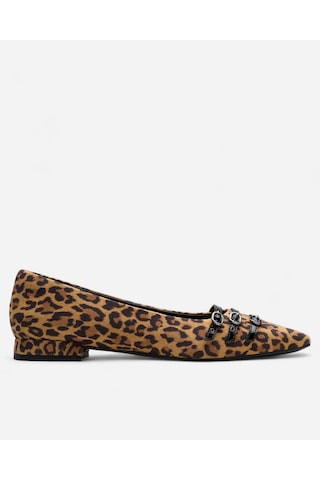 Clarks Sensa15 Strap Leopard Suede Kadın Kahverengi Babet 26183127 Kahverengi