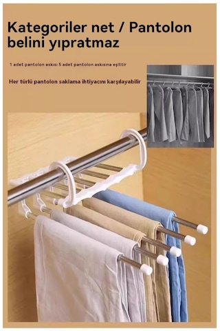 Katlanır Pantolon Askısı Giysi Çok İşlevli Pantolon Askısı Ev Depolama Askısı Beyaz
