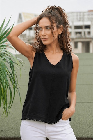 Fashion Friends V Yaka Siyah Kadın Bluz 26y0530k1