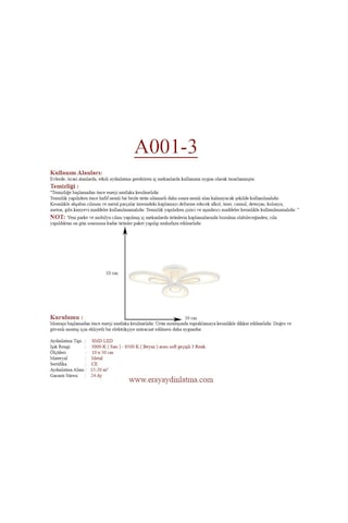 Eray Aydınlatma A001-3 Dimmer Kumandalı Led Avize