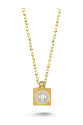 İnci Taşlı Kolye Gold