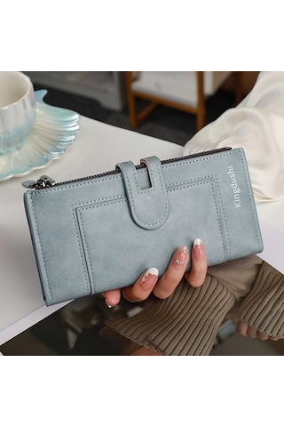 Kadın Cüzdanı Düz High-end Çok Kartlı Bozuk Para Çantası - Mavi