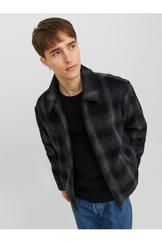 Jack & Jones Jack&Jones Gömlek Yaka Kapitone Siyah Erkek Mont 12238915 001