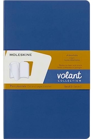 Moleskine Çizgisiz Volant Not Defteri 2&apos Li Set L Boy Mavi + Amber Sari 103 Ivory