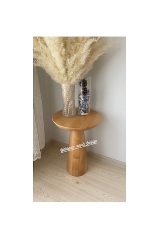 Ihlamur Wood Design Tek Adet Vernikli Mantar Sehpa Ahşap