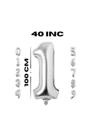 Folyo Balon Rakam Gümüş Renk 40 İnc 100 Cm Helyum Uyumlu 8