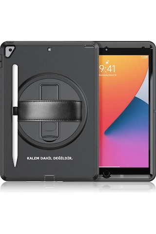 Newface İpad Uyumlu 10.2 7.nesil Kılıf Hand Strap Tablet Kılıfı Glblseme - 88 - Siyah
