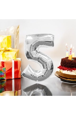 Brokoli Home 5 Numara Folyo Gümüş Balon 100cm 40inç Helyuma Uygu Karışık Renkli