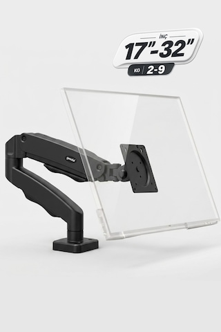 17-32 İnç Amortisörlü Monitör Kolu Tam Hareketli Vesa Uyumlu Masa Kelepçeli Monitör Standı 2-9 Kg - Siyah
