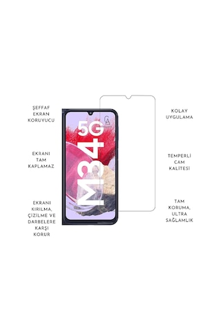 Samsung Galaxy M34 5g Uyumlu Kılıf Esnek Silikon Telefon Kılıfı Ve Temperli Cam Ekran Koruyucu