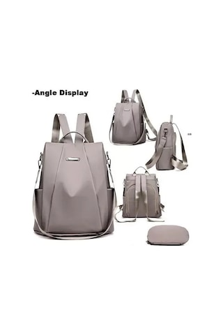 Moveevo Kadın Çift Askılı Sırt Çantası - Minimalist Desenli Nilon Oksford Kumaş - Dışarıda Kullanıma Uygun - Kahverengi Diğer