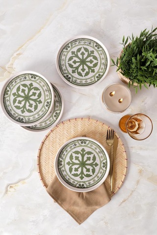 Lexroo Timeless Green Stackable Pasta Tabağı 21 Cm 4 Adet 21974 Çok Renkli