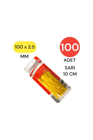 Tek-iş Plastik Kablo Bağı Klipsi Cırt Kelepçe 100 Mm X 2.5 Mm Sarı 100 Adet