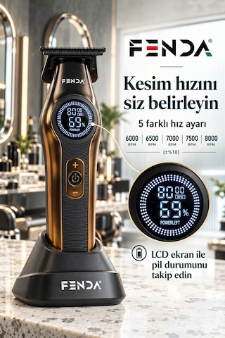 Fenda Profesyonel Bldc Motor 8000 Rpm Tıraş Makinesi Altın