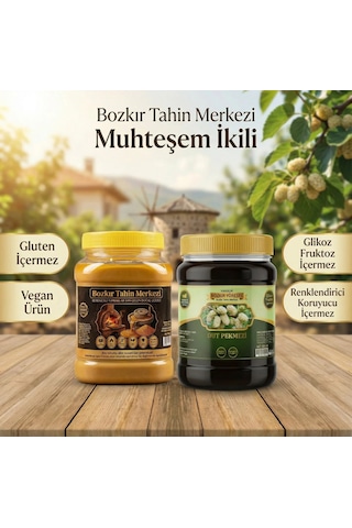 Bozkır Tahin Merkezi Ata Tohum Altın Susam Kavrulmuş Tahin 930g- Geleneksel Dut Pekmezi 950g Doğal